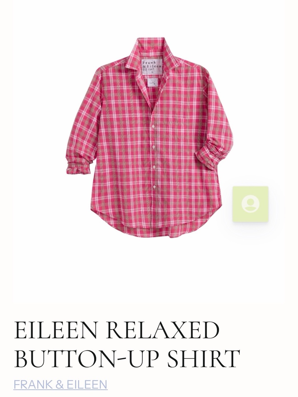 Frank & Eileen women’s ' Pink Plaid Relaxed Button-Down Shirt